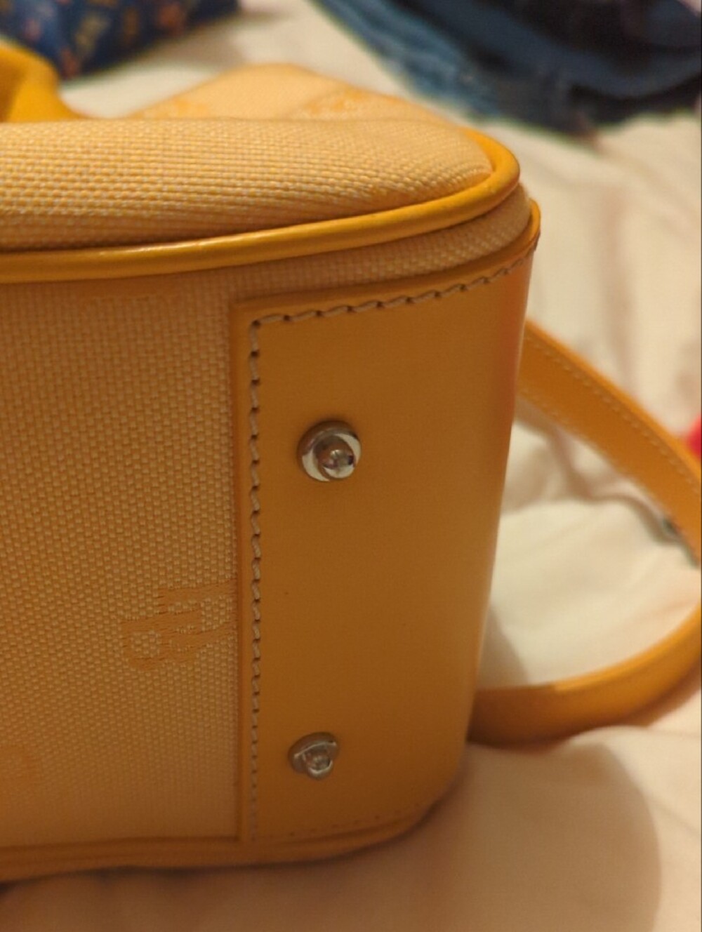Dooney & Bourke Yellow Leather Satchel with Top Handles - Picture 4 of 5